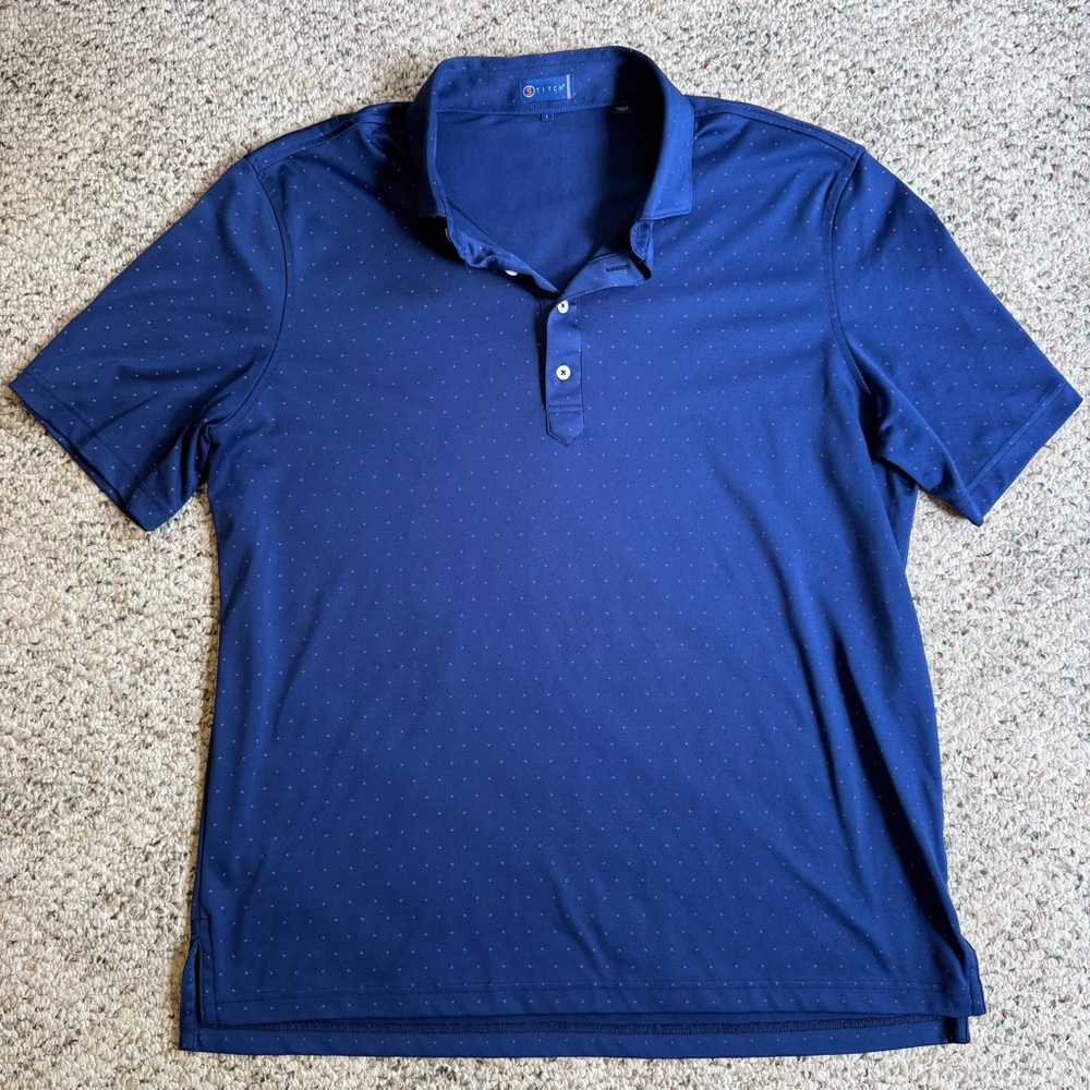 Stitch Golf Classic Navy Pink Dots Polo Shirt for Men Size L